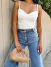 Corinna Denim Bustier Bodysuit in White - Final Sale - Stitch And Feather