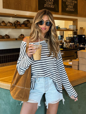 Castaway Stripe Knit Sweater - Stitch And Feather