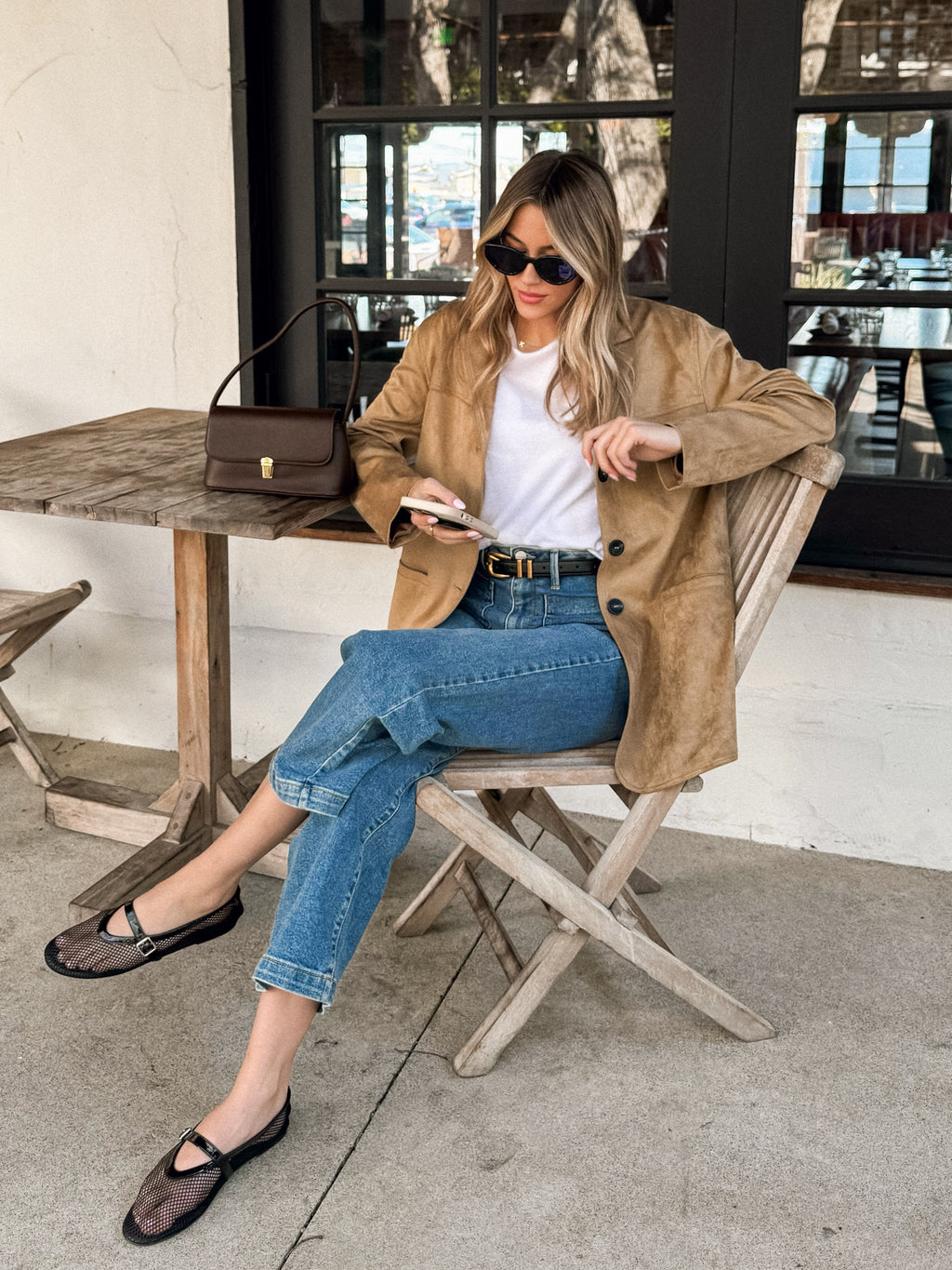 Golden Hour Faux Suede Blazer - Stitch And Feather