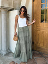 Short and Sweet Tiered Skirt in Olive - Stitch And Feather