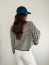 Lila Stripe Button Sweater in Espresso