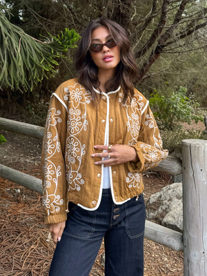 Kendra Embroidered Quilted Jacket - Stitch And Feather