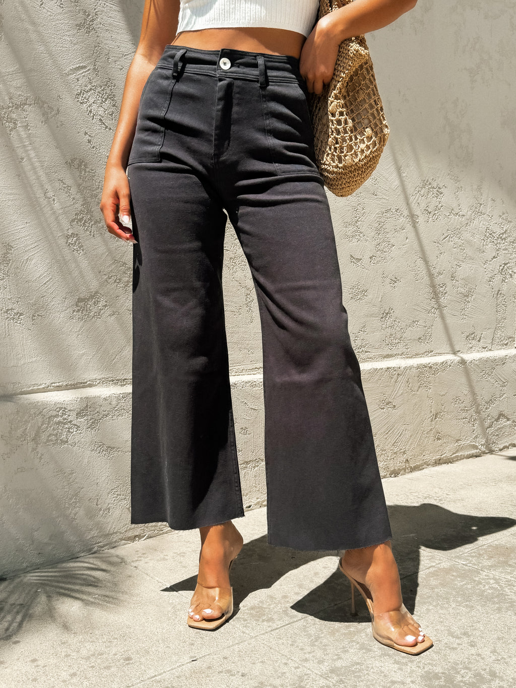 Saylor Wide Leg Jeans in Black - Stitch And Feather
