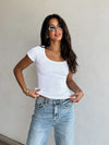 Rowan Scoop Neck Tee in White - Stitch And Feather