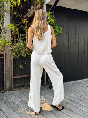 Mira Linen Tank Top in Oatmeal - Stitch And Feather