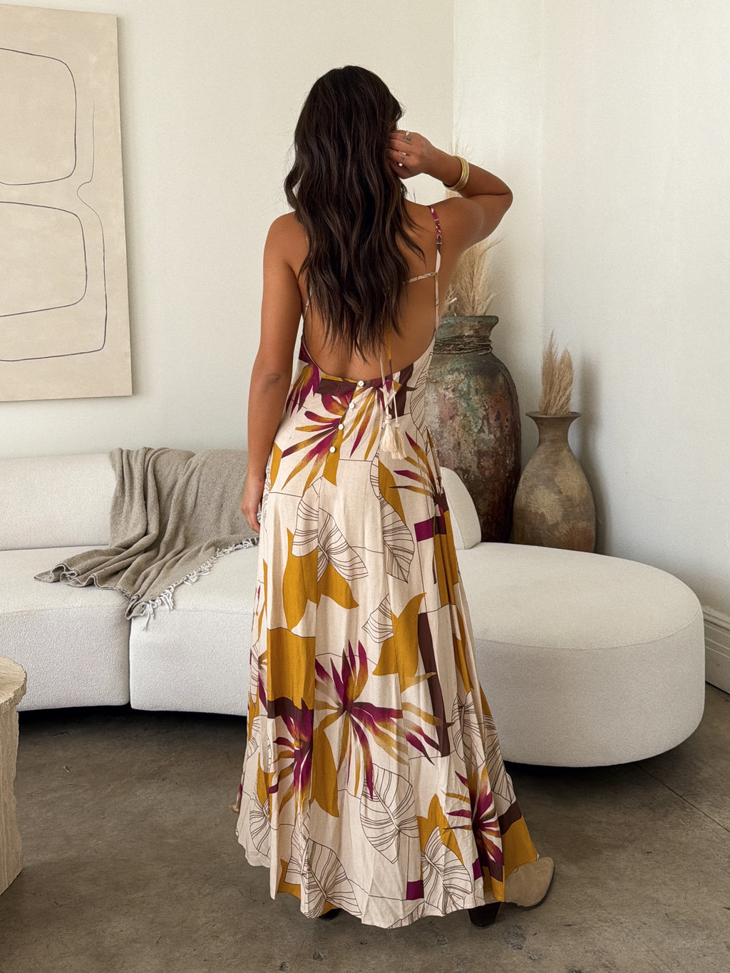 Bali Linen Print Maxi Dress