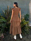 On the Town Midi Dress in Brown - Stitch And Feather