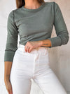 Lennon Long Sleeve Top in Olive - Stitch And Feather