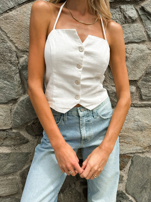 Laney Linen Halter Top - Final Sale - Stitch And Feather