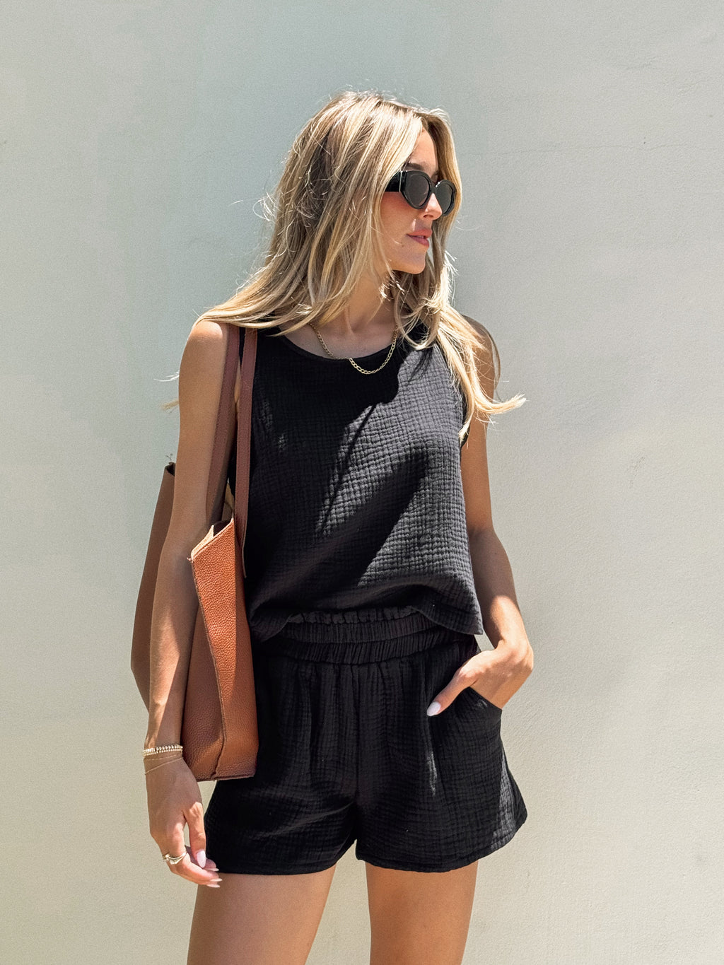 Leyannah Gauze Tank Top - Stitch And Feather