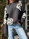 Honeycomb Floral Knit Sweater - Stitch And Feather