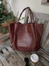Zoey Vegan Leather Tote in Raisin