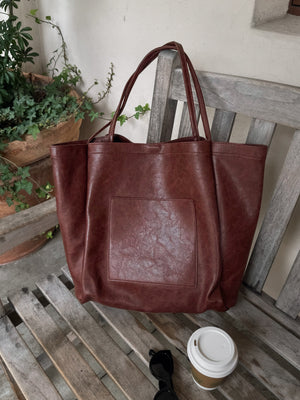 Zoey Vegan Leather Tote in Raisin