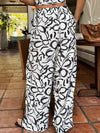 Printed wide leg pant - ENF71835GK, Wht/blk - Stitch And Feather