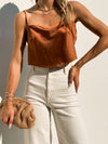 Drive By Satin Top in Golden Brown - Stitch And Feather