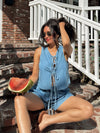 Let Loose Denim Tie Top - Stitch And Feather