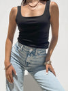 Free Falling Square Neck Tank in Black - Stitch And Feather