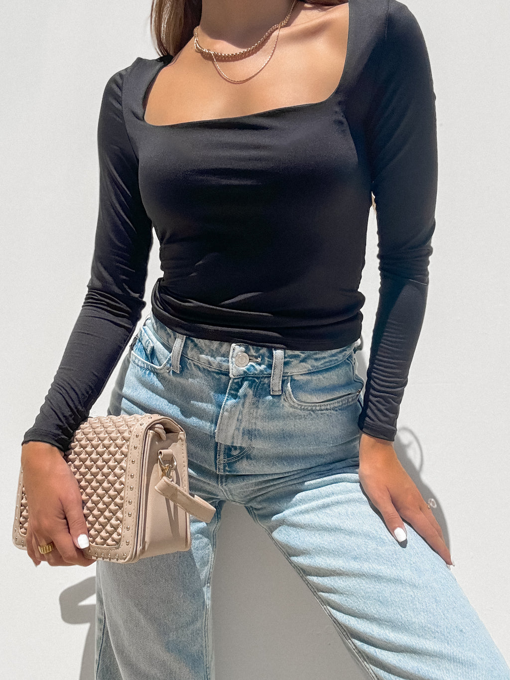 Dani Square Neck Top in Black - Stitch And Feather