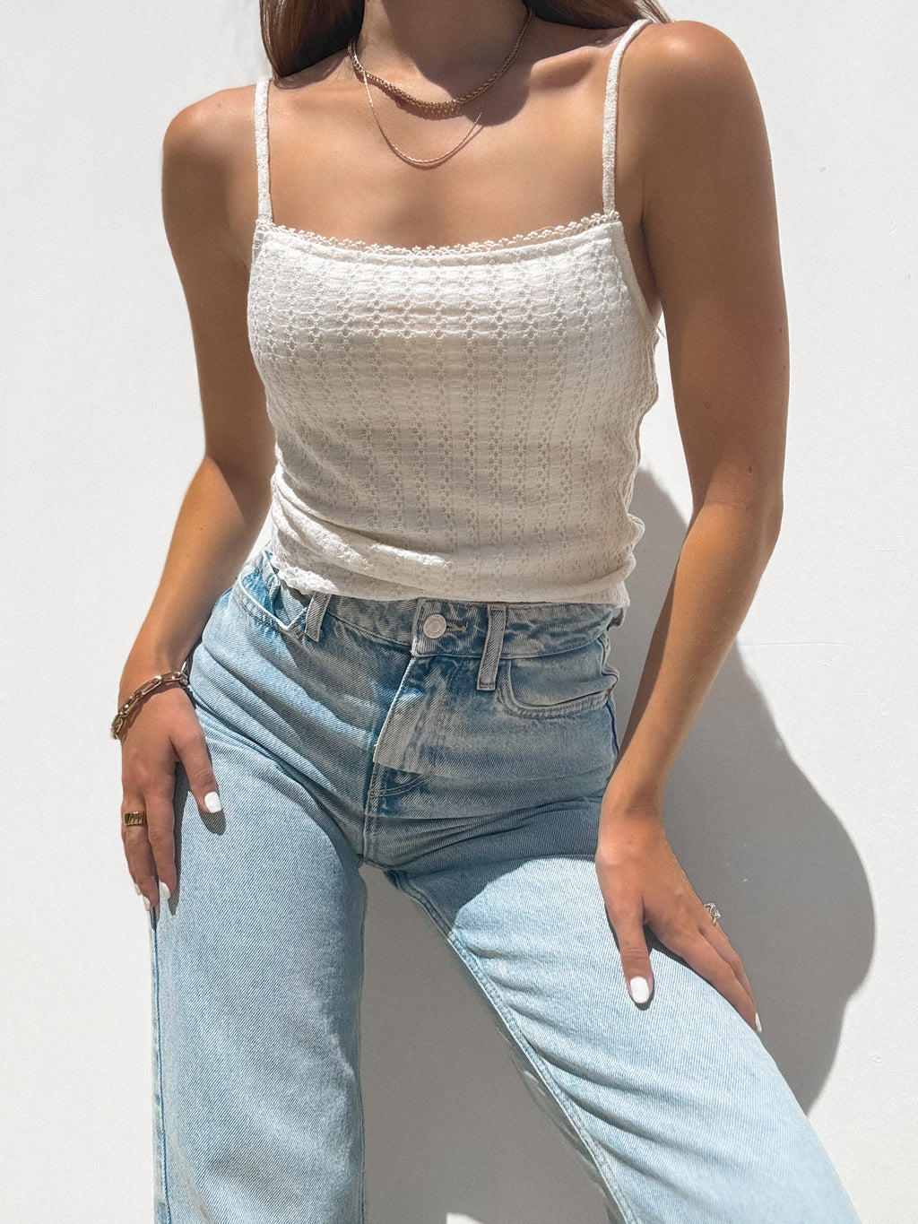 Ariel Knit Cami Top in Ivory - Stitch And Feather