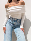 Marlee Cold Shoulder Knit Top in White - Stitch And Feather