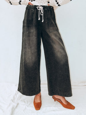 Nalai Drawstring Pants in Charcoal - Stitch And Feather