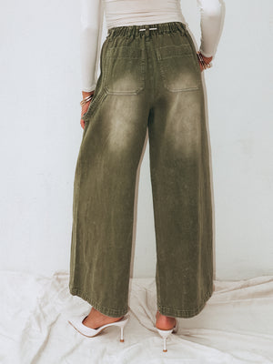 Nalai Drawstring Pants in Olive - Stitch And Feather