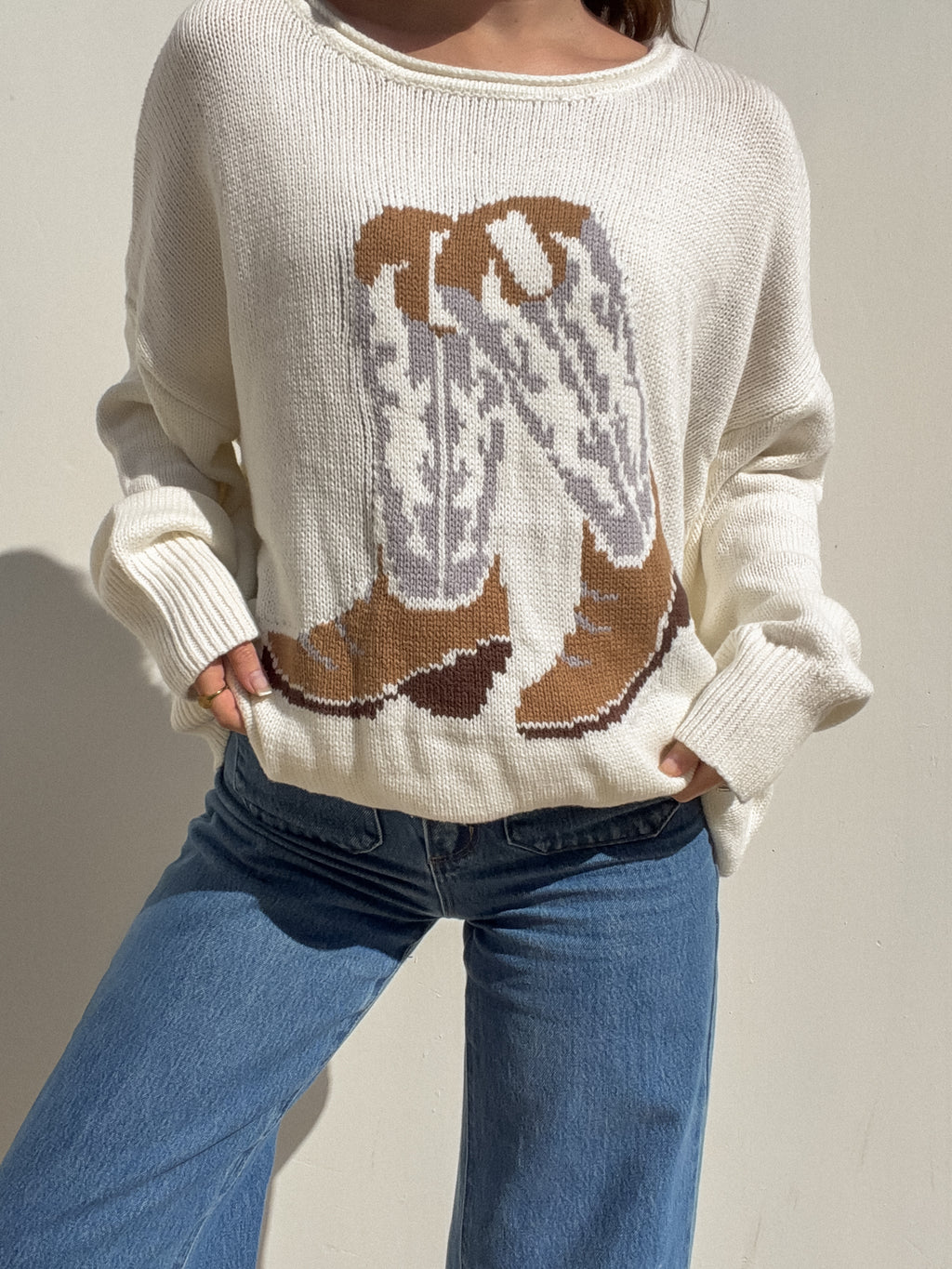 Western Boot Knit Sweater