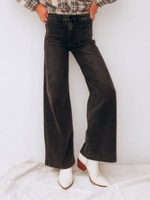 Midnight Sky Wide Leg Jeans - Stitch And Feather