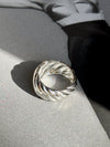 Silver Ribbed Ring - Stitch And Feather
