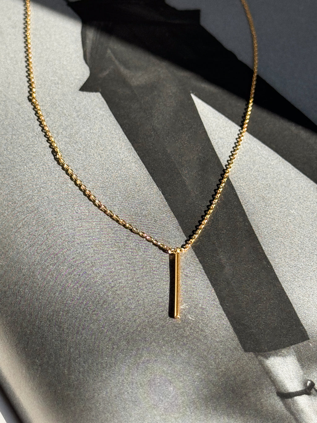 Gold Necklace with Bar - Stitch And Feather
