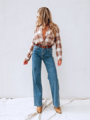 Far Out Wide Leg Jeans in Medium - Stitch And Feather