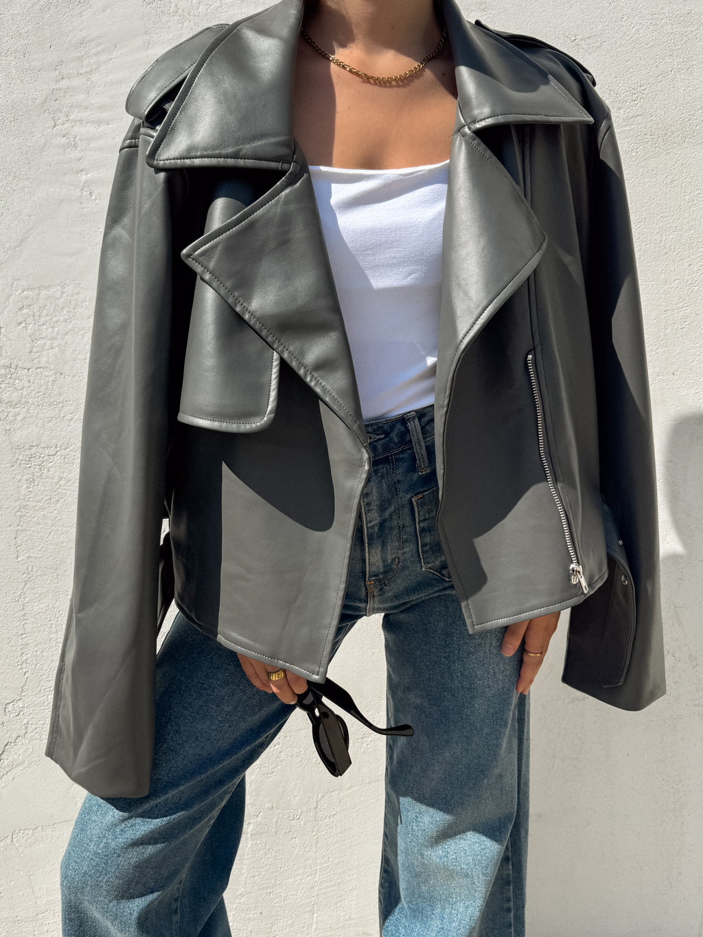 Emery Vegan Leather Jacket - Stitch And Feather