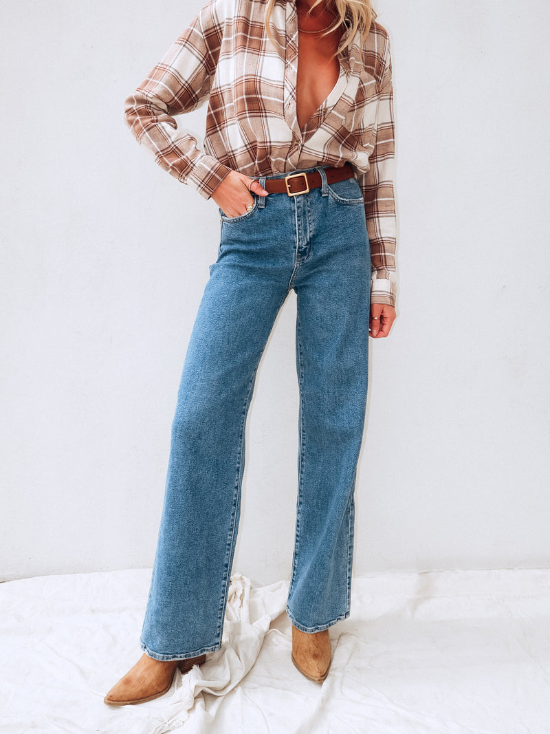 Far Out Wide Leg Jeans in Medium - Stitch And Feather