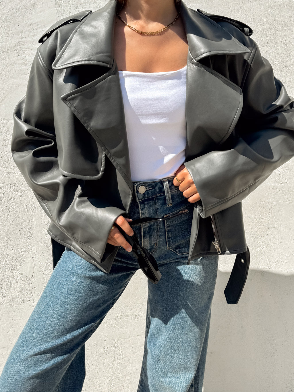 Emery Vegan Leather Jacket - Stitch And Feather