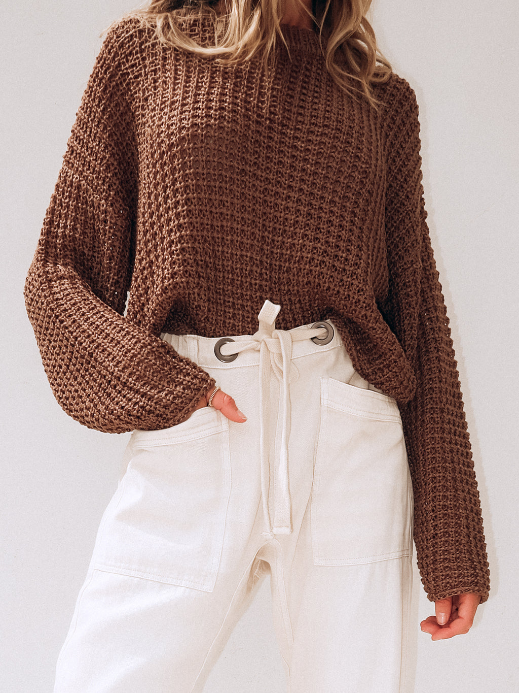 Espresso Crochet Knit Sweater - Stitch And Feather