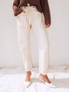 Eva Drawstring Denim Pants in Ecru - Stitch And Feather