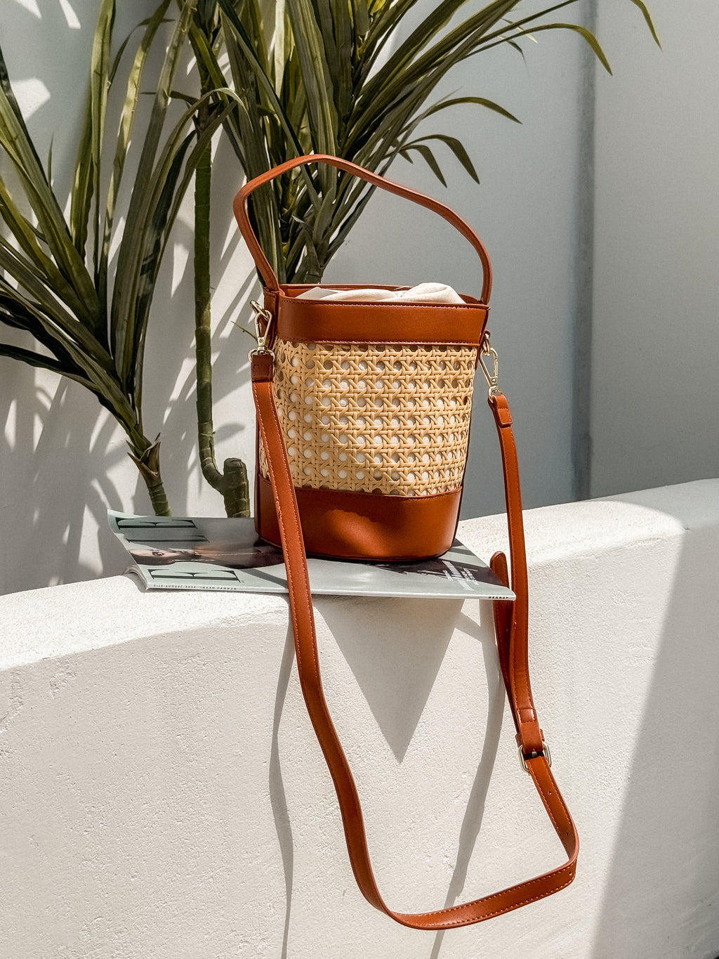 Rome Basket Crossbody Bag in Coffee - Stitch And Feather