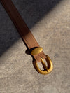 Suede Belt with Gold Buckle in Camel - Stitch And Feather