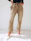 Eva Drawstring Denim Pants in Moss