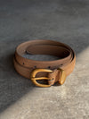Suede Belt with Gold Buckle in Camel - Stitch And Feather