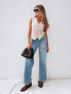 Last Night Wide Leg Jeans in Light Denim - Stitch And Feather