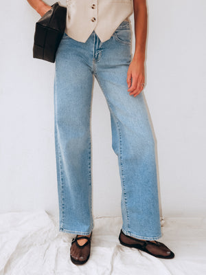 Last Night Wide Leg Jeans in Light Denim - Stitch And Feather