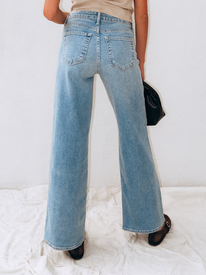 Last Night Wide Leg Jeans in Light Denim - Stitch And Feather