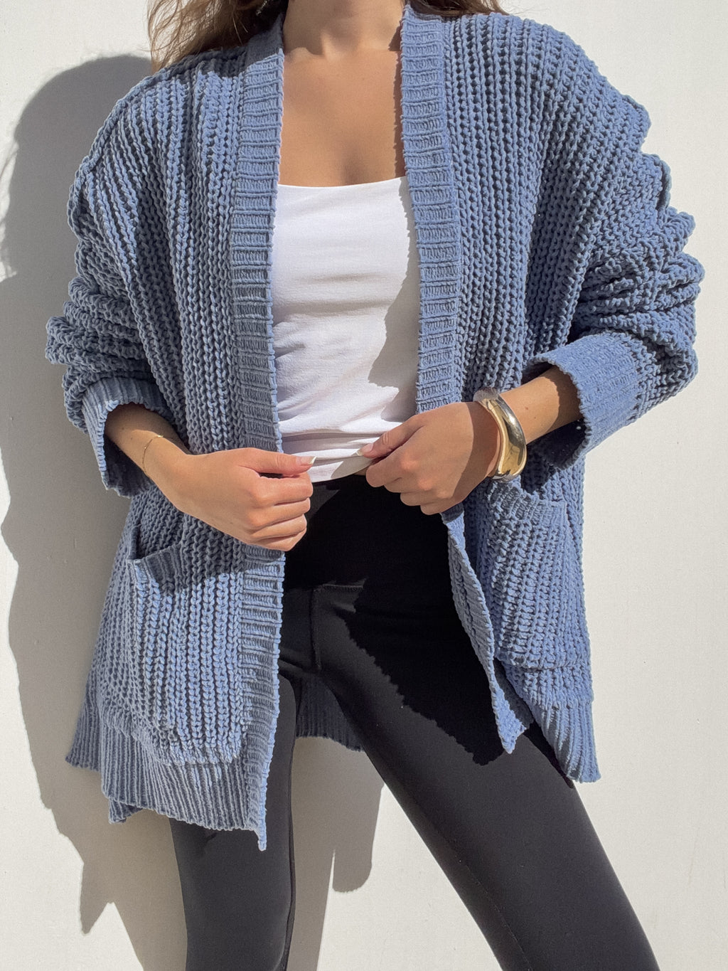 Chunky Knit Cardigan in Blue