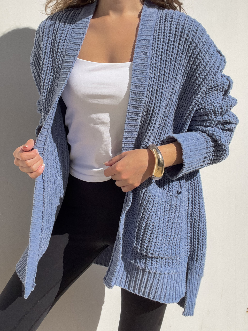 Chunky Knit Cardigan in Blue