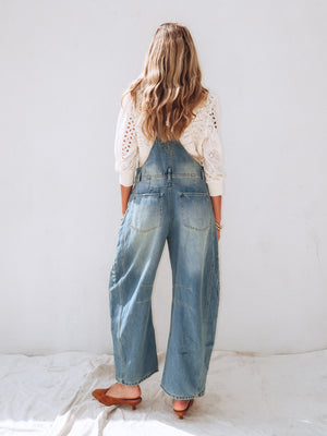 Lucky One Barrel Denim Overalls - Stitch And Feather