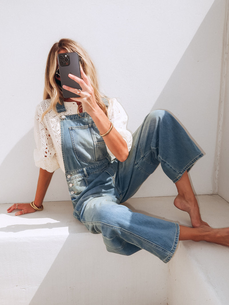 Lucky One Barrel Denim Overalls - Stitch And Feather