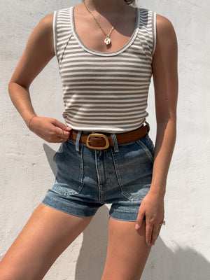 Melina Stripe Tank in Khaki
