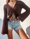 Isolde Crochet Knit Top in Brown - Stitch And Feather