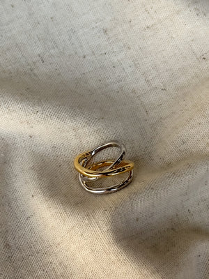 Three Link Two Tone Ring - Stitch And Feather